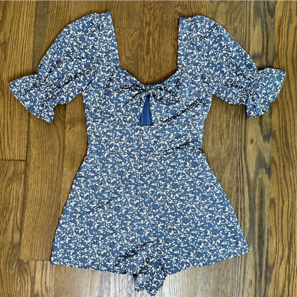 Altar'd State Blue and White Floral Romper
